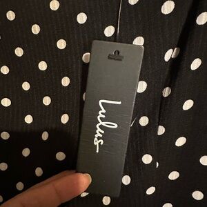 Lulu's Black and White Polka Dot Long Sleeve Dress